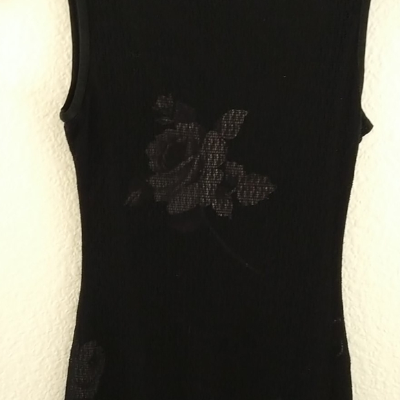 BEBE black mesh flower dress SML - Picture 6 of 7
